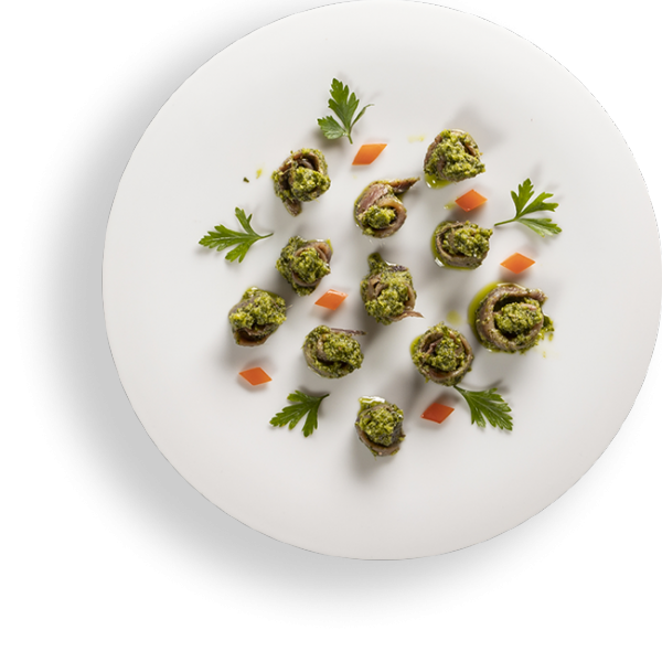 Filetti di acciughe del Mediterraneo in Salsa Verde